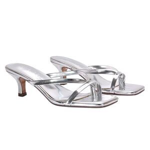 XY London Womens/Ladies Tiana Metallic Square Toe Kitten Heel Mules / Metallic S